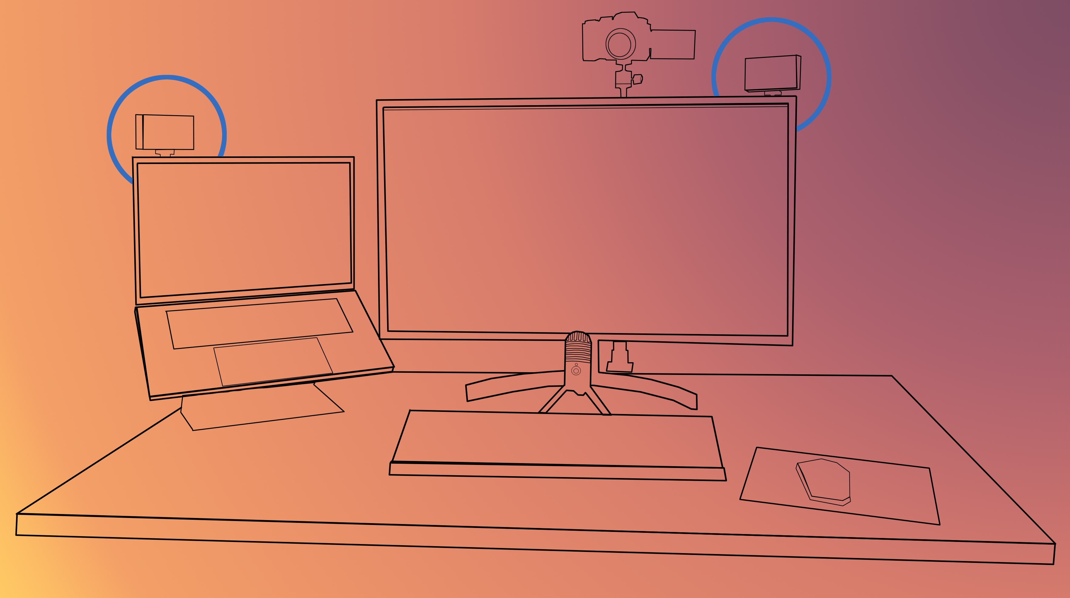 Desk Diagram with Lights Circled