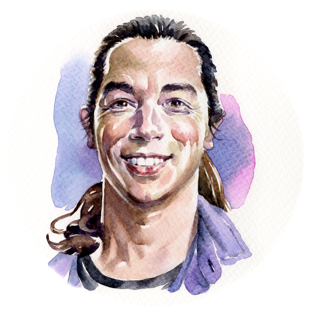 Hand painted watercolor headshot of James Whong